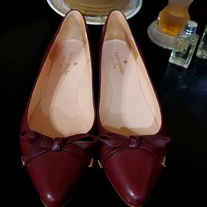 Kate Spade size 6.5 M burgundy leather pointed toe flats